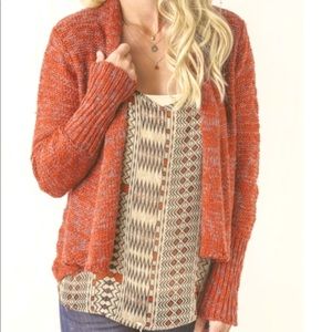Miilla Rust &Charcoal  Open Cardigan Size Large